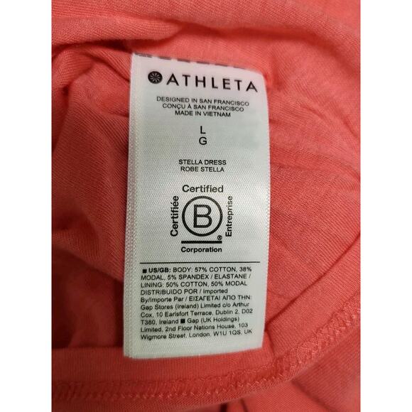 Athleta Stella Tank Dress size Large Coral Rushed Side Pre-owned - Picture 7 of 10